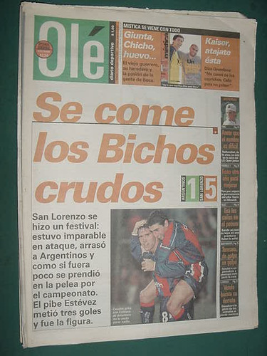 Diario Ole 12/9/98 San Lorenzo Argentinos Boca Belgrano