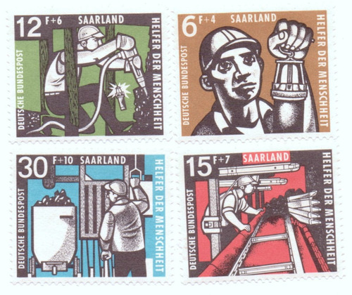 Alemania Saarland 1957 * 4 Estampillas * Servicios Sociales