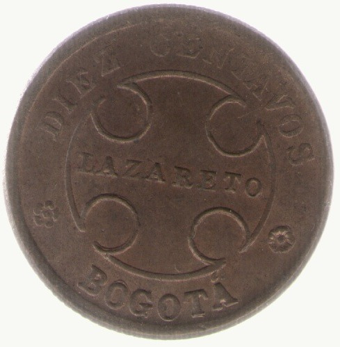 Colombia 10 Centavos Lazareto 1901    Exc+