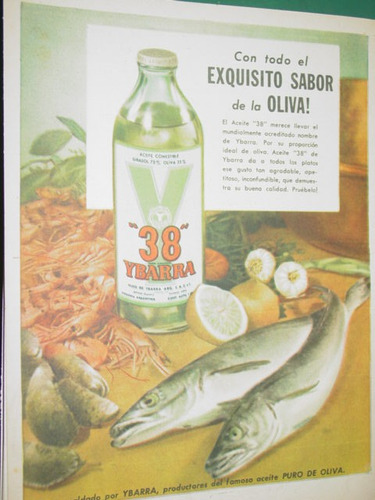 Publicidad Antigua Aceite Oliva 38 Ybarra Botella Modelo 1