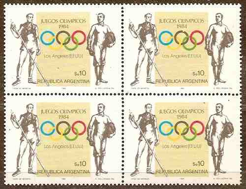 Olimpicos Los Angeles 1984 - 4 Series 1467/70 - 4 Cuadros Mint Never Hinged De Argentina 1984 -