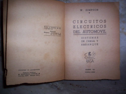 Sistemas Electricos Del Automovil Por W. Simpson Año 1943