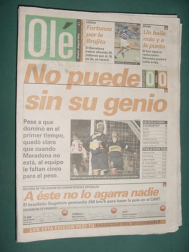 Diario Ole 28/9/97 Estudiantes Boca Veron Maradona River