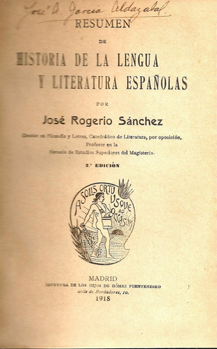 Historia Lengua Y Literatura Españolas Sanchez Madrid 1918