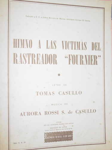 Partitura Himno Victimas Del Rastreador Fournier Casullo