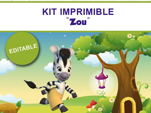 Kit Imprimible Editable Zou Cebra, Candy Bar, Golosina