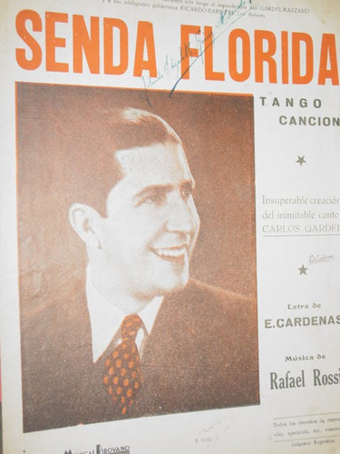 Partitura Tango Senda Florida Cardenas Rossi Carlos Gardel