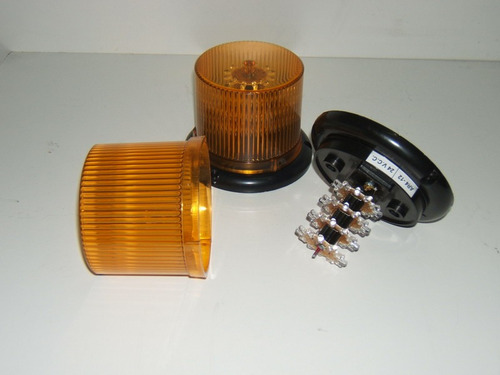 Imagen 5 de 8 de Baliza Ambar Intermitente 48 Leds Electrónica 12v 24v Bivoltaje