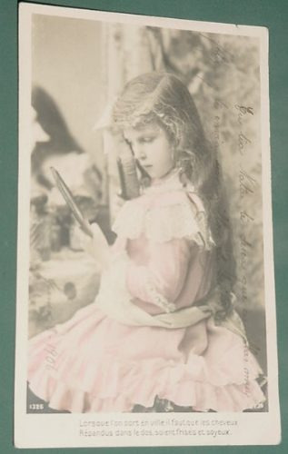 Postal Postcards Infantil Niños Niña Espejo 1906 Francia