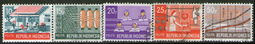 Indonesia Serie X 5 Sellos Usados Plan Quinquenal Año 1969 