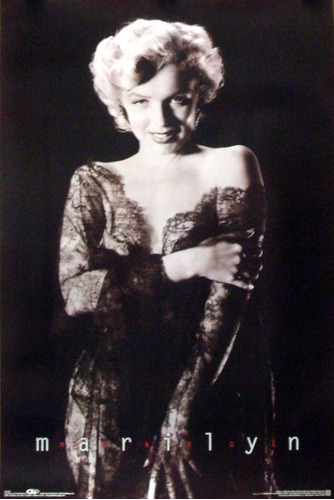 Poster De Marilyn Monroe - Black Lace Nighty - 90 X 60 Cm