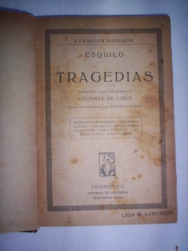 Tragedias De Esquilo - Antiguo -