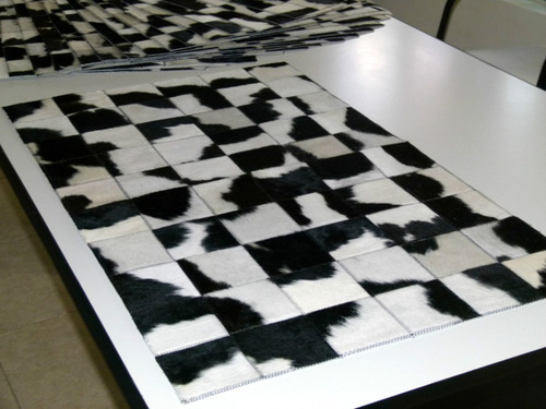 Imagen 2 de 6 de Alfombra Patchwork Cuero Vaca Con Pelo En 1.0m X 0.6m