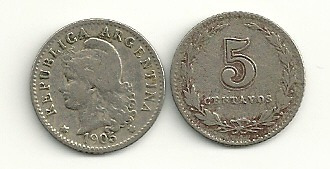 Moneda Argentina Niquel 5 Centavos Año 1905 Buena