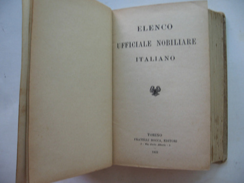 Elenco Ufficiale - Nobiliare Italiano - Primera Edición 1922