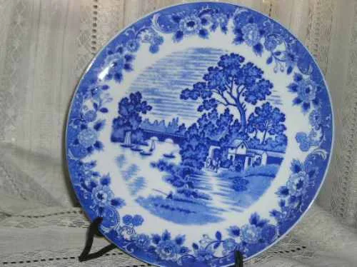 comprar 332- Plato Porcelana Tsuji Old Blue Paisaje 24 Cm