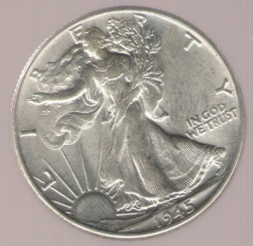 Estados Unidos Usa 1/2 Dolar 1945 Plata S/c