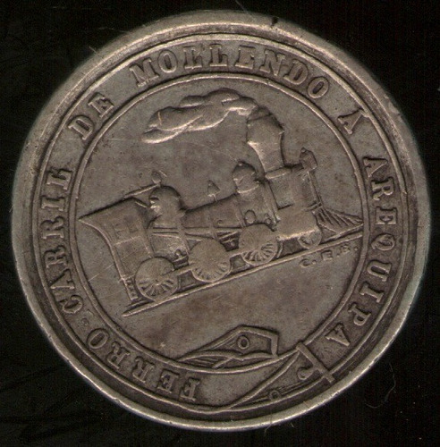 Medalla Ferrocarril  De Mollendo A Arequipa (peru) 1871 Mb+