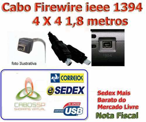 Imperdível Cabo Firewire Ieee1394 4x4 Filmadora Sony Jvc Can