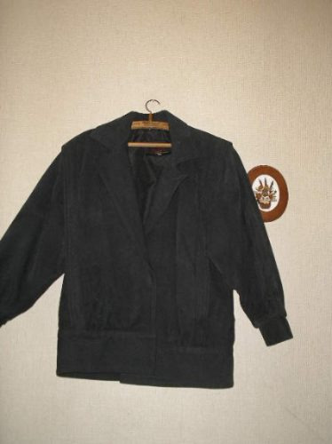 Campera De Cuero Nobuk Negro Talle 2 Con Abrigo