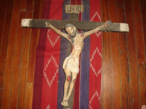 Antiguo Cristo Crucificado Sin Virgen Maria Cruz Madera