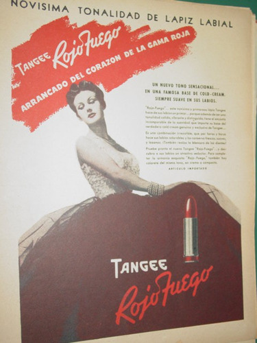 Publicidad Antigua Lapiz Labial Labios Tangee Rojo Fuego