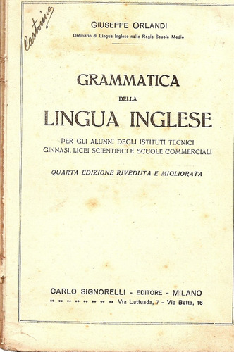 Grammatica Della Lingua Inglese - Giuseppe Orlandi
