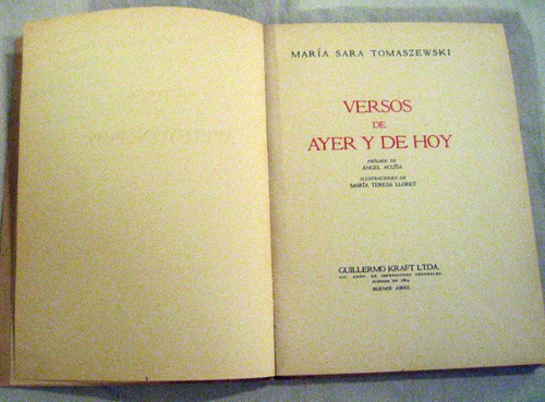 Versos De Ayer Y De Hoy. María Sara Tomaszewski