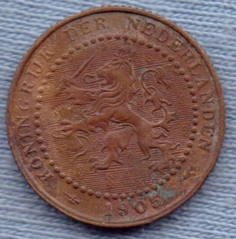 Holanda 1 Cent 1905 * Reinado De Wilhelmina I *