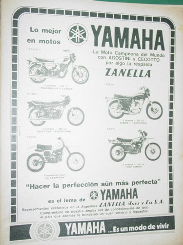 Motos Motocicletas Yamaha Zanella Publicidad Clipping Mod1