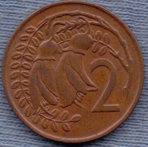 Nueva Zelanda 2 Cents 1974 * Hojas De Kowhai *