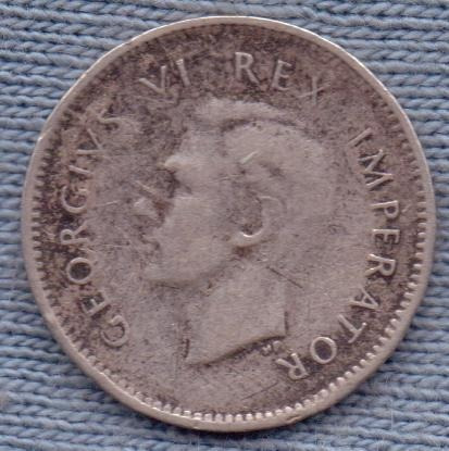 Imagen 2 de 2 de Sudafrica 3 Pence 1947 Plata * Colonia Inglesa * Rara *