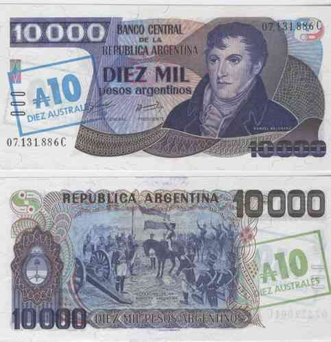 Billete 10.000 Pesos Argentinos Sobrecarga 10 Bottero 2713