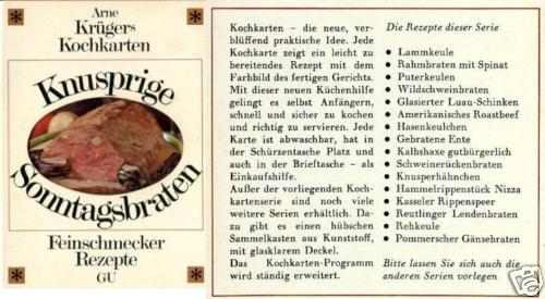 Arne Krügers Kochkarten             Knusprige Sonntagsbraten