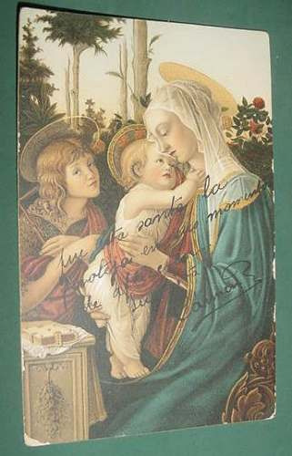 Postal Postcard Litografia Religion Virgen Botticelli Louvre