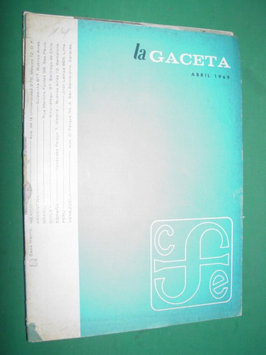 Revista La Gaceta Mexico 4/69 Alfred Adler Bergson Ruben Dar