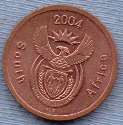 Sudafrica 5 Cents 2004 * Grulla Azul * Nuevo Escudo *