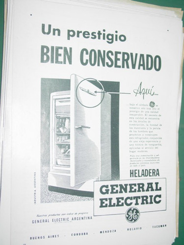 Publicidad Clipping Recorte Heladeras General Electric Mod3