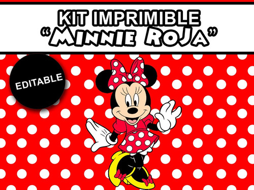 Kit Imprimible Minnie Roja Golosinas Personalizadas Stickers