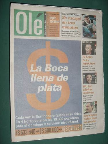 Diario Ole 12/11/98 Quilmes Boca Talleres Gimnasia Lanus