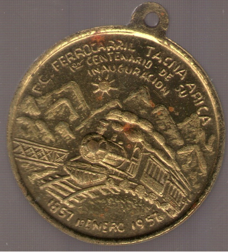 Medalla Ferrocarril  Tacna . Arica Peru  Bronce  Exc+