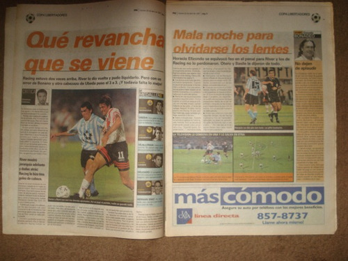 Diario Ole 24-4-97/racing 3 River 3 / Copa Libertadores 1997 (Usado)