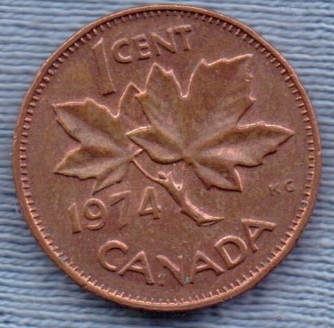 Canada 1 Cent 1974 * Hoja De Maple * Elizabeth Ii *