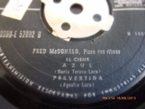Vinilo Single De Fred Mcdonald -- El Cisne Azul  ( R33
