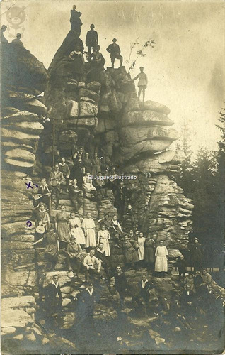 Grupo De Personas Alpinismo Nenes Con Guitarras Foto Antigua