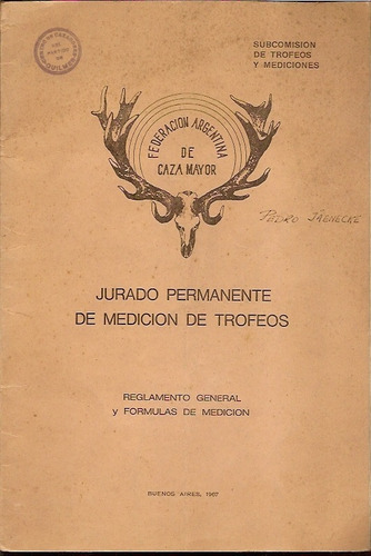 Imagen 1 de 3 de Reglas Y Formulas De Medicion De Trofeos Caza Mayor 1967