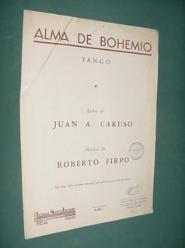 Partitura Tango Alma De Bohemio Juan Caruso Roberto Firpo