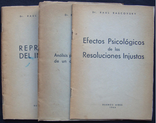 Raúl Rascovsky. 1944. Conjunto De 3. Psicología. 48n 844