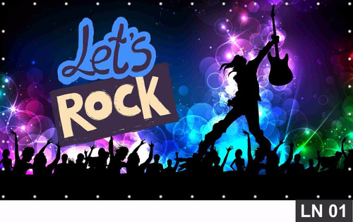 Rock N Roll Painel 2,50x1,50m Lona Festa Banner Aniversário