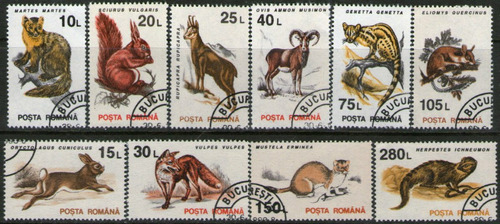 Rumania Serie Completa X10 Usados Fauna: Mamíferos Año 1993